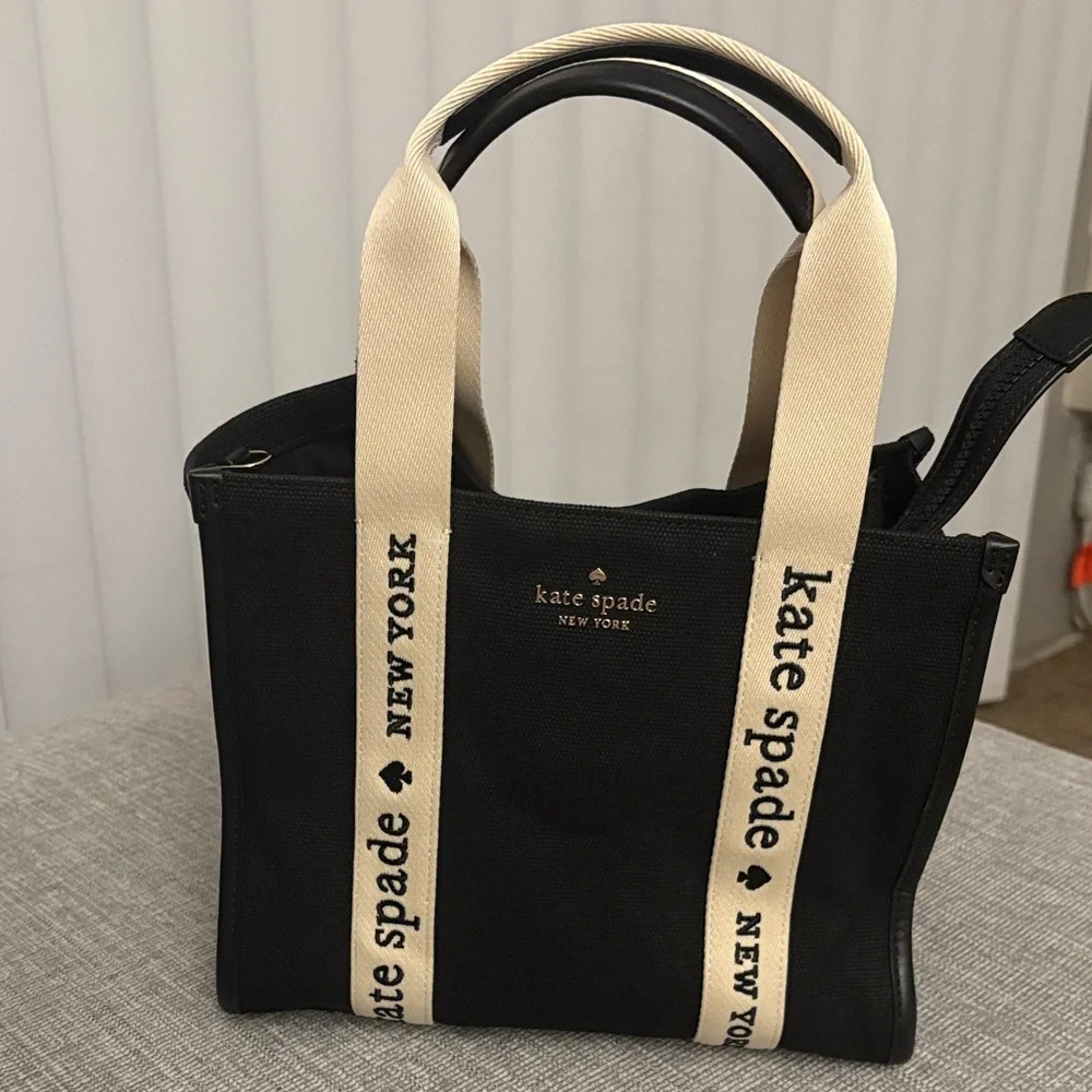 Kate Spade Black and Cream Canvas Tote Bag - Picture 2 of 8